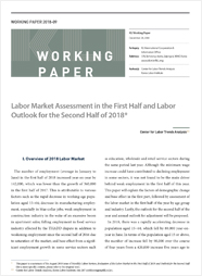 (Working Paper 2018-09) Labor Market Assessment in the First Half and Labor Outlook for the Second Half of 2018