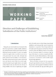 (Working Paper 2018-08) Direction and Challenges of Establishing Subsidiaries of the Public Institutions
