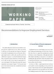 (Working Paper 2017-09/Employment and Labor Policies in Transition: Social Policy) Recommendations to Improve Employment Services