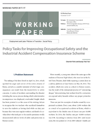(Working Paper 2017-17/Employment and Labor Policies in Transition: Social Policy) Policy Tasks for Improving Occupational Safety and the Industrial Accident Compensation Insurance Scheme