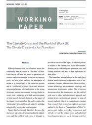 (Working Paper 2022-03) The Climate Crisis and the World of Work (I) : The Climate Crisis and a Just Transition